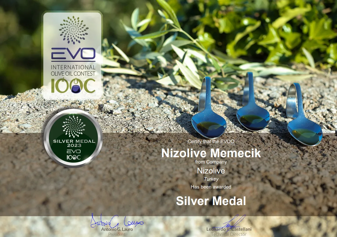 EVO International Olive Oil Contest Silver Medal, Nizolive Memecik